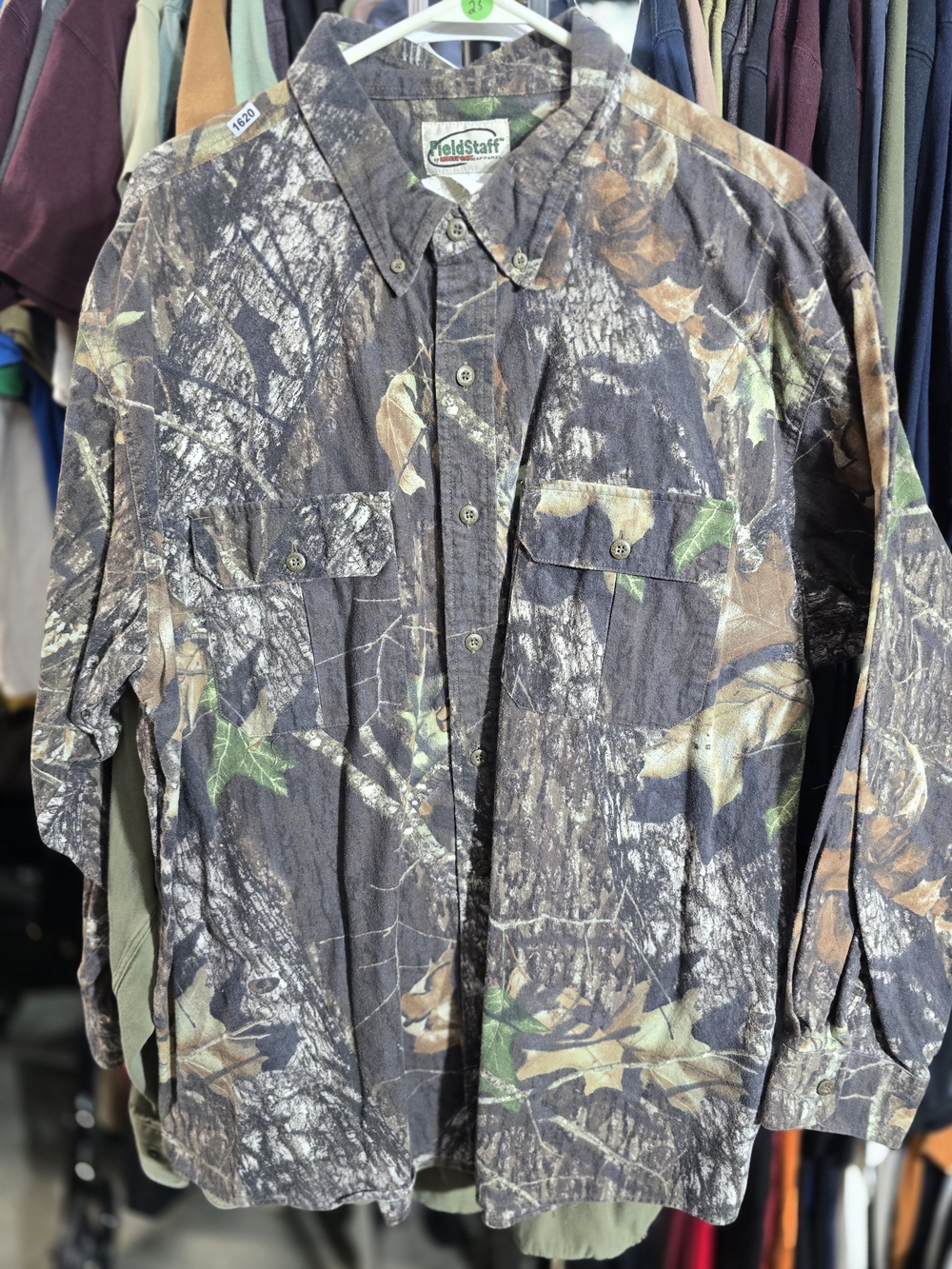Field Staff Mossy Oak Men's Camo Button-Up Shirt Jacket - Brown/Green/Black